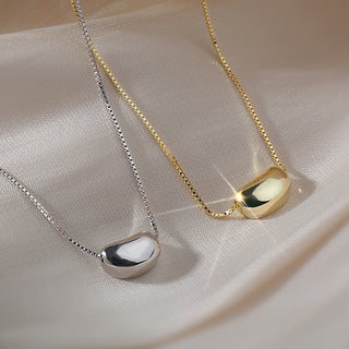 Real Gold Plated Small Golden Bean Pendant Necklace