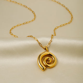 Stainless Steel 18K Gold Thread Circle Pendant Necklace