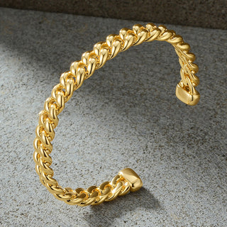 Gold-plated thick chain opening bracelet