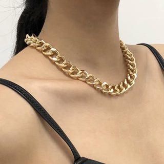 Fashion Big Necklace for Women Twist Gold Silver Color Chunky Thick Lock Choker Chain Necklaces Party Jewelry