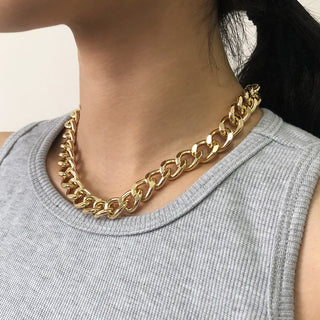 Fashion Big Necklace for Women Twist Gold Silver Color Chunky Thick Lock Choker Chain Necklaces Party Jewelry