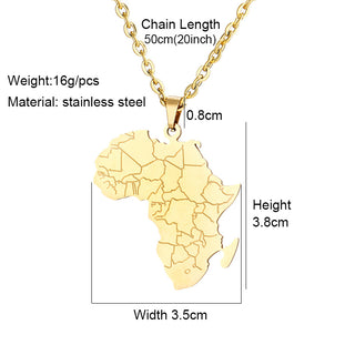 Fashion Titanium Steel Gold African Map Modeling Necklace