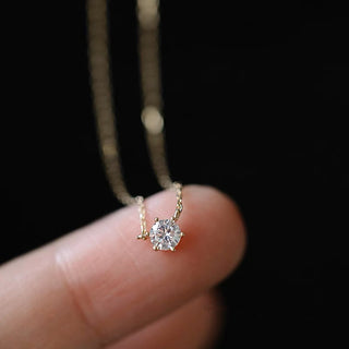 S925 Sterling Silver Plated 14K Gold Six Claw Solitaire Necklace Niche Design Light Luxury