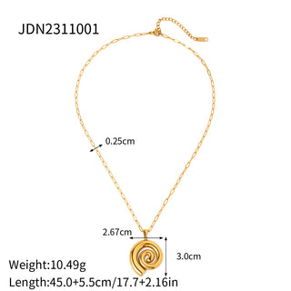 Stainless Steel 18K Gold Thread Circle Pendant Necklace