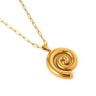 Stainless Steel 18K Gold Thread Circle Pendant Necklace