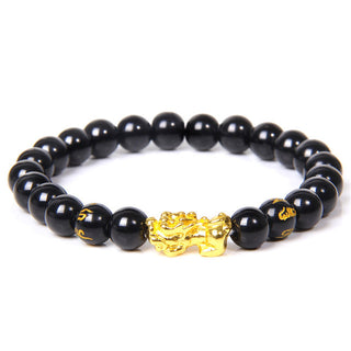 Black Pixiu Natural Gold Obsidian Bracelet