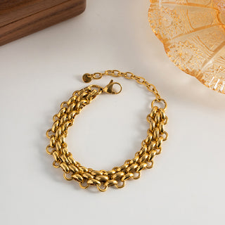 Titanium Steel 18K Gold Geometric Chain Women's Bracelet