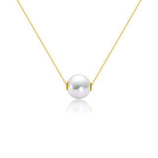 18K Gold Round Pearl Necklace Clavicle Chain