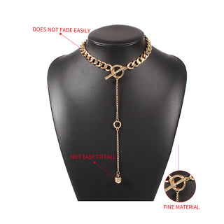 Gold long pendant necklace