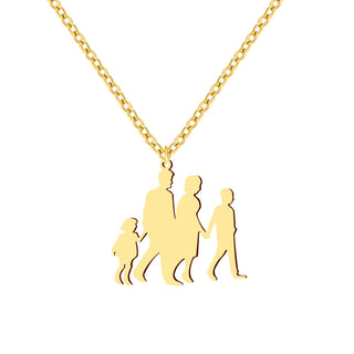 18k Gold Mirror Happy Family Necklace