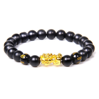 Black Pixiu Natural Gold Obsidian Bracelet