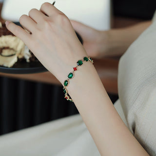 Real Gold Electroplated Diamond Emerald Bracelet