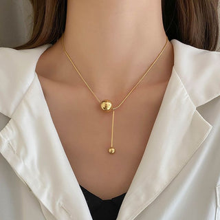 Gold Round Ball Titanium Steel Necklace Light Luxury Niche