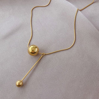 Gold Round Ball Titanium Steel Necklace Light Luxury Niche