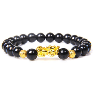 Black Pixiu Natural Gold Obsidian Bracelet