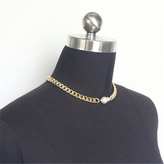 Ladies Connecting Gold Metal Flat Chain Necklace