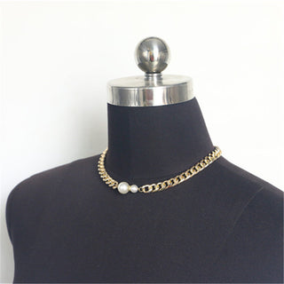 Ladies Connecting Gold Metal Flat Chain Necklace