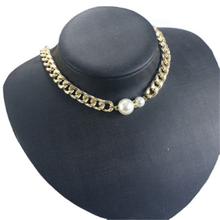 Ladies Connecting Gold Metal Flat Chain Necklace