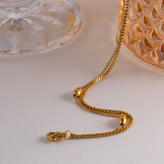 Gold Double Layer Oval Bead Necklace Fashion For Women