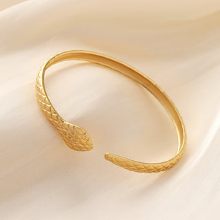 Engraved Snake Bracelet Stainless Steel Vacuum Gold Plating