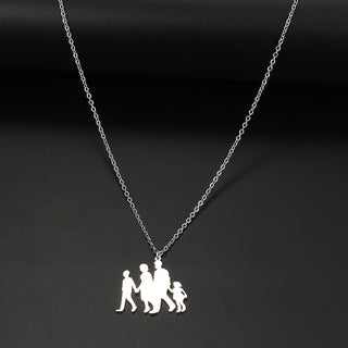 18k Gold Mirror Happy Family Necklace