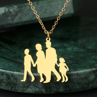 18k Gold Mirror Happy Family Necklace