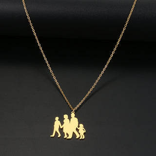 18k Gold Mirror Happy Family Necklace