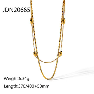 Gold Double Layer Oval Bead Necklace Fashion For Women