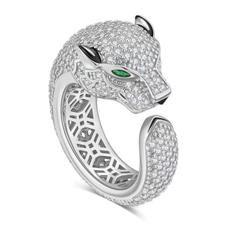 18K Carat Diamond Open Ring Tiger Head Platinum