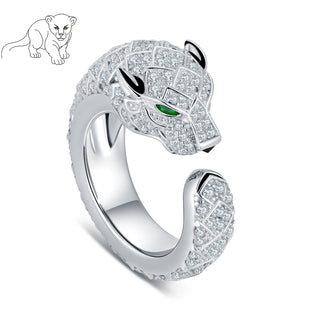 18K Carat Diamond Open Ring Tiger Head Platinum