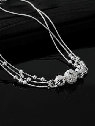 Miss Z 925 Sterling Silver Carven Design Three-Layer Sexy Lucky Beads