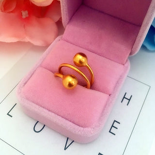 Japan and South Korea Glazed Surface Matte Vietnam Placer Gold Lucky Beads Ring