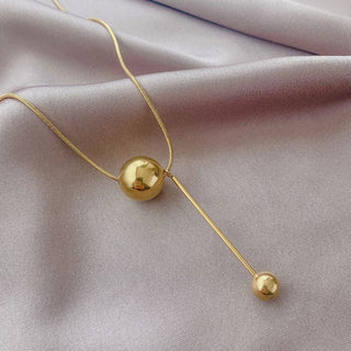 Gold Round Ball Titanium Steel Necklace Light Luxury Niche